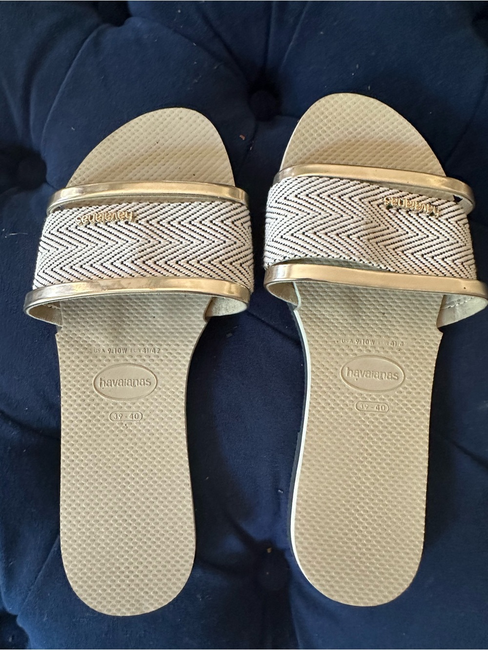 Havaianas Women’s You Trancoso Premium Beige and Gold Slide Sandals